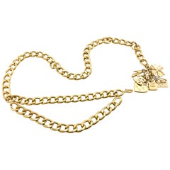 Retro 1996 Chanel Gilt Chain and Charms Belt / Necklace