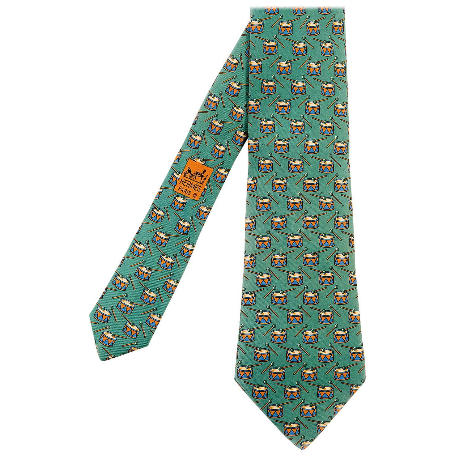 Hermes Vintage 100% Silk Tie 'Drummer Boy' For Sale