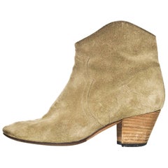Etoile Isabel Marant Beige Suede The Dicker Ankle Boots Sz 37