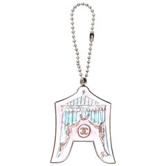 Chanel Pink & Blue Enamel CC Curtain Key Chain/Bag Charm