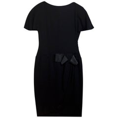 Scassi Vintage Black Flutter Sleeve Wool Dress sz US10