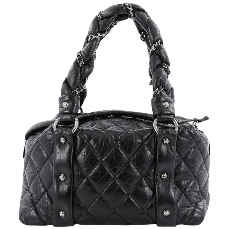 Chanel Lady Braid Bowler Bag Quilted Leather Small