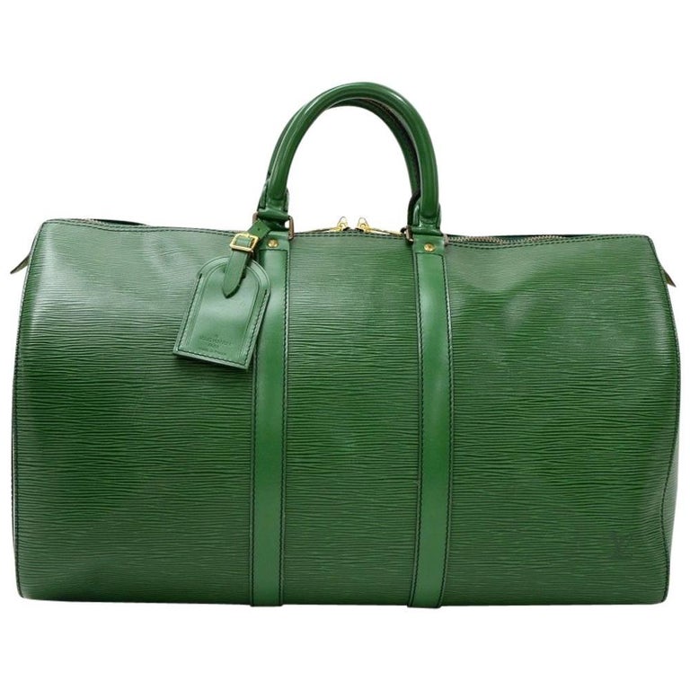 Vintage Louis Vuitton Keepall 45 Green Epi Leather Duffle Travel Bag at 1stDibs