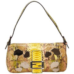 Fendi Yellow Python Leather Baguette