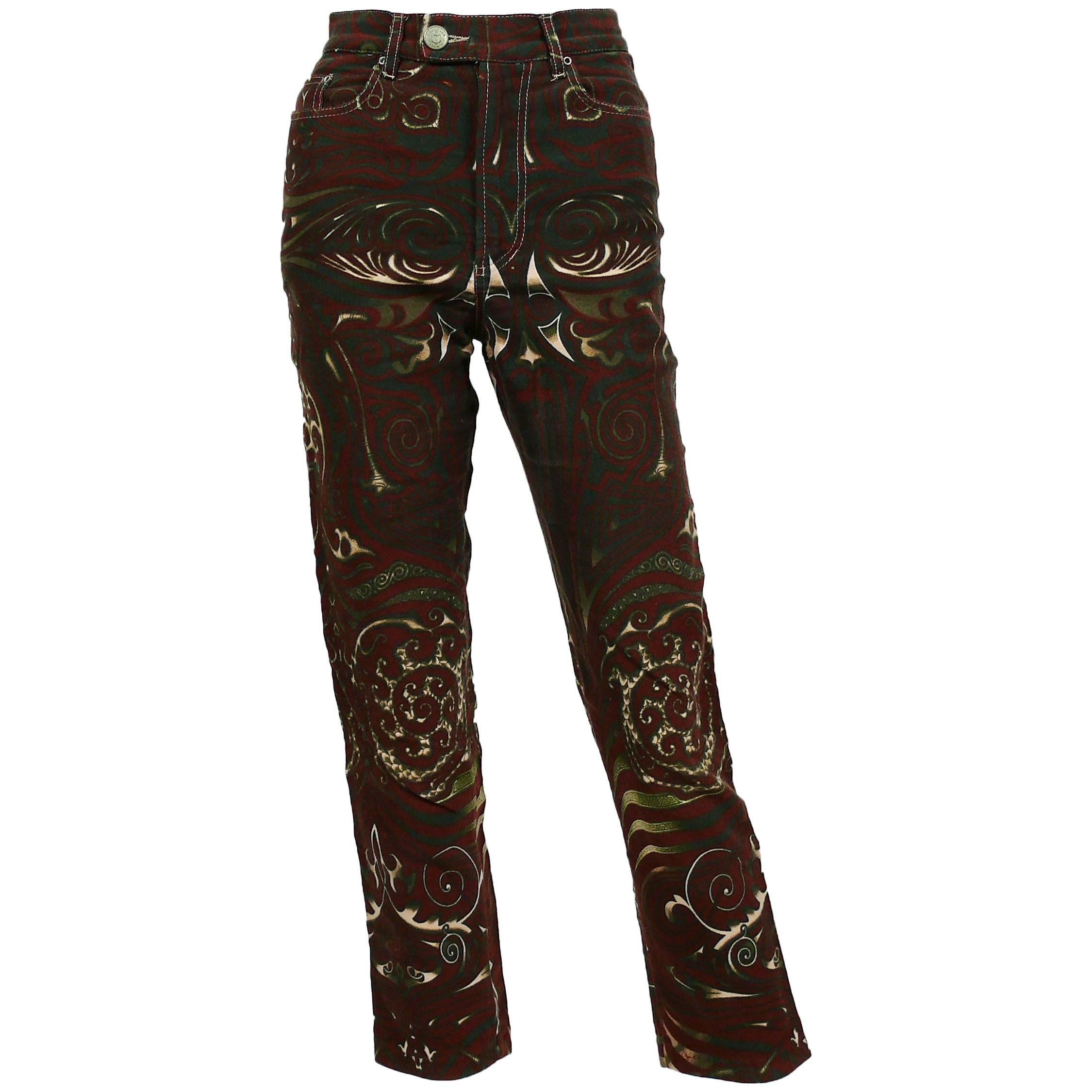 Jean Paul Gaultier Vintage Rare Aboriginal Maori Tattoo Pants Trousers