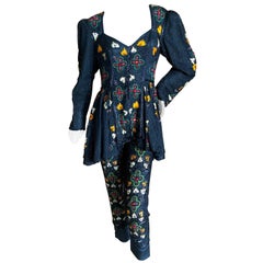 Vintage London Carnaby Street 1960's Embellished Silk Pants and Tunic Ensemble 3