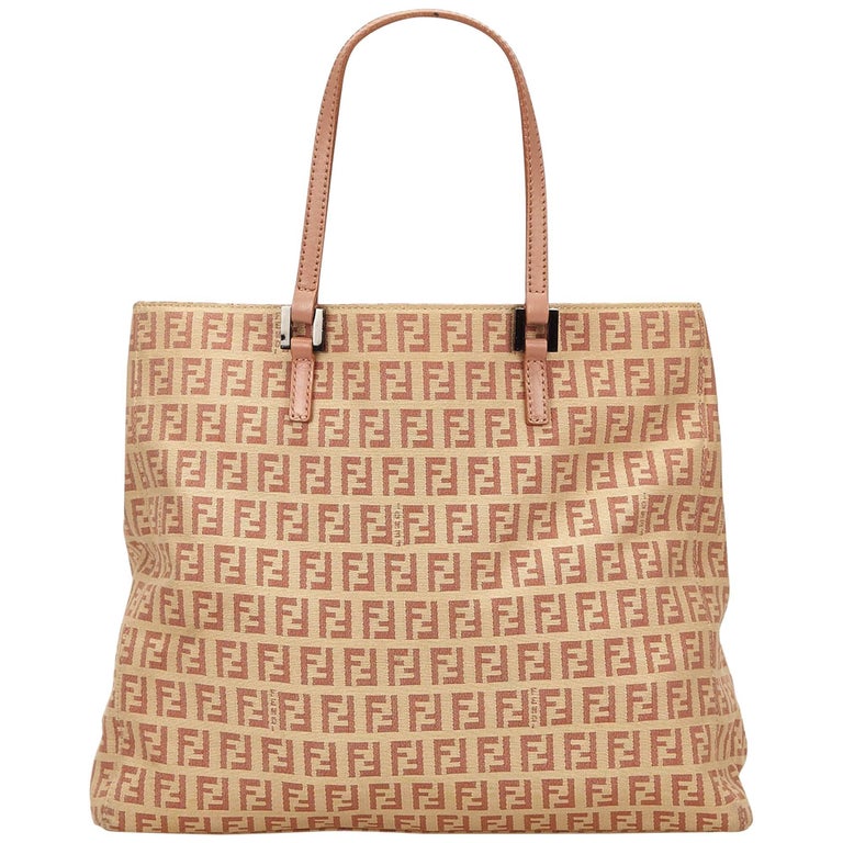 Fendi Pink Zucchino Jacquard Tote For Sale at 1stdibs