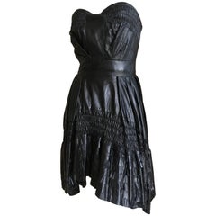 Christian Dior by John Galliano Fall 2010 Black Leather Pleated Ruffle Dress