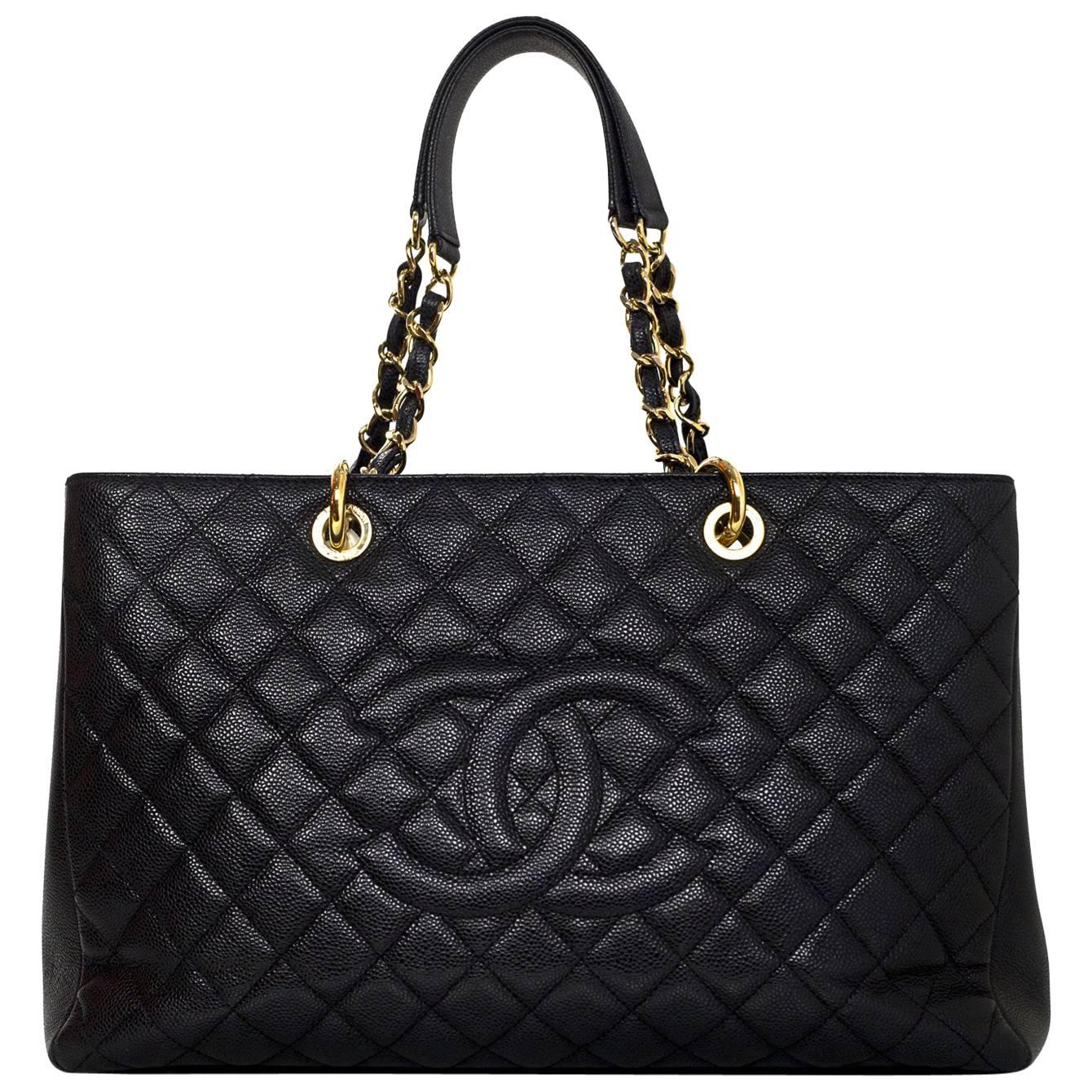 Chanel Black Caviar Leather XL GST Grand Shopping Tote Bag GHW For Sale at  1stDibs