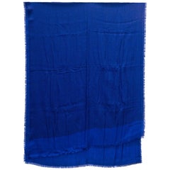 Louis Vuitton Blue & Black Floral Printed Cashmere Scarf 1