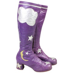 1970's Handmade Purple Leather Platform Boots 4