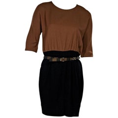 Black & Brown Fendi Belted Dress 10