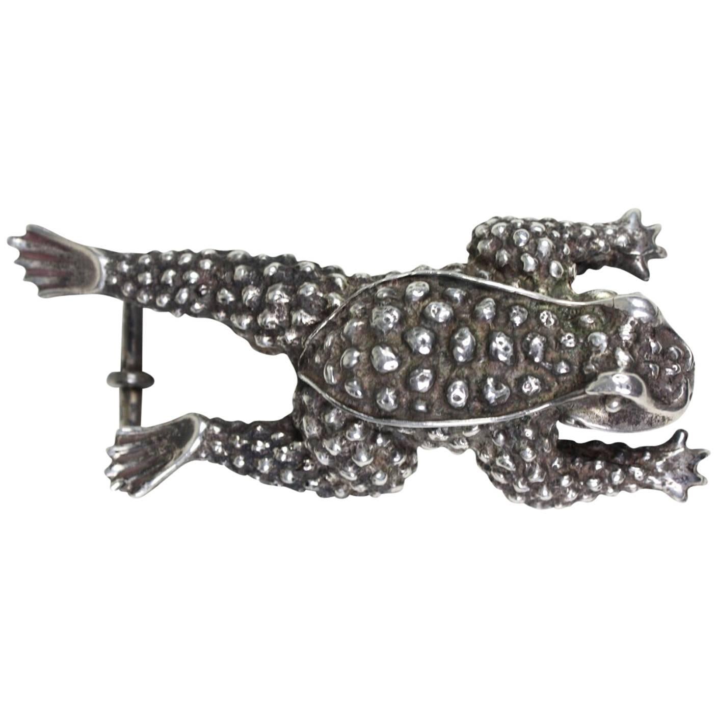 Kieselstein-Cord Sterling Silver Frog Buckle For Sale