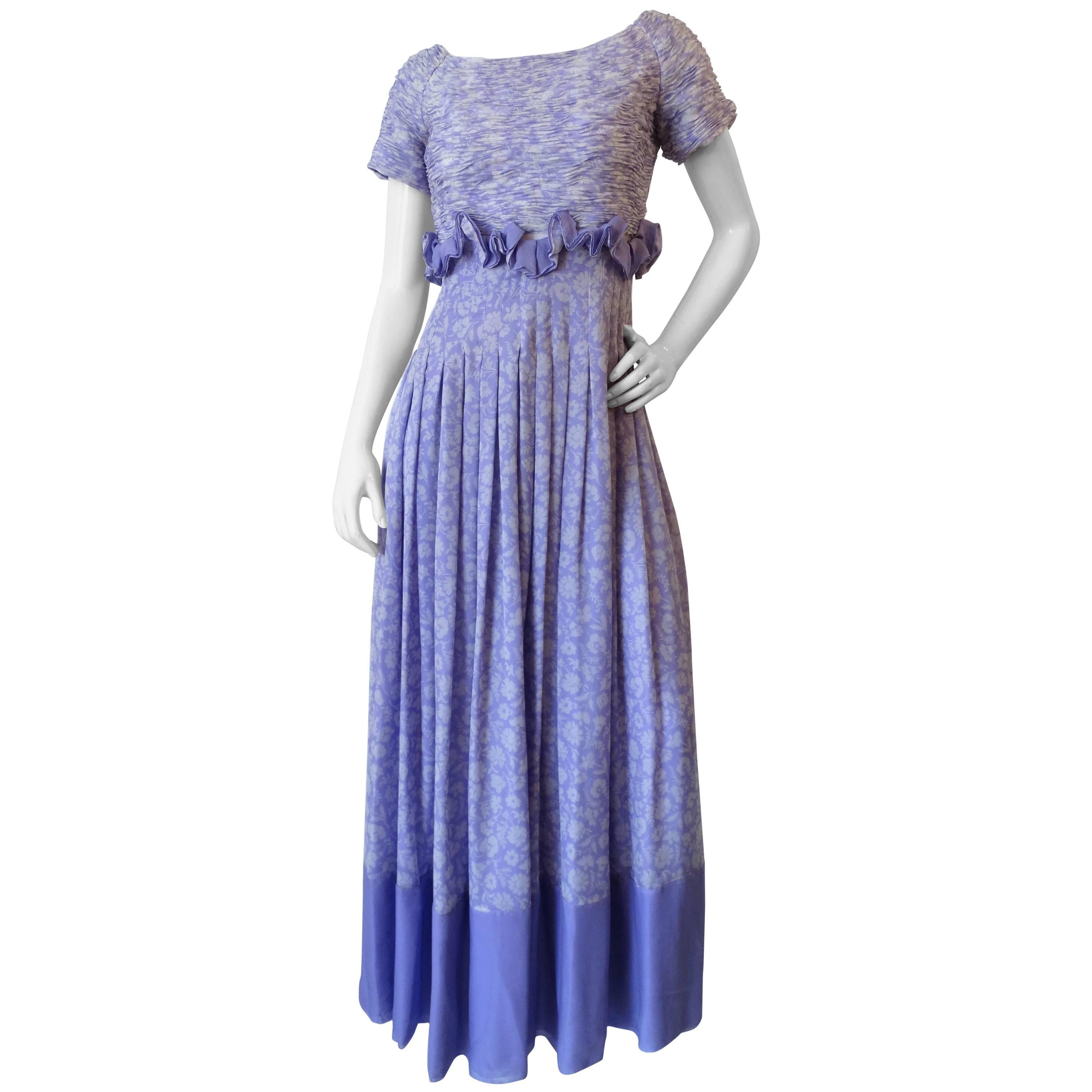 1970s Valentino Lilac Pintuck Gown