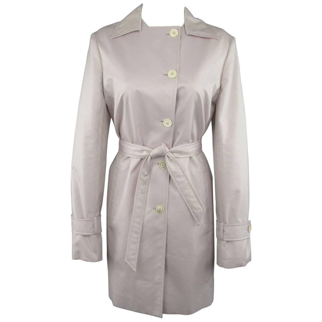 LORO PIANA Size 12 Light Lavender Pink Cotton / Silk Trenchcoat