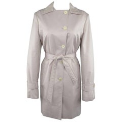 LORO PIANA Size 12 Light Lavender Pink Cotton / Silk Trenchcoat