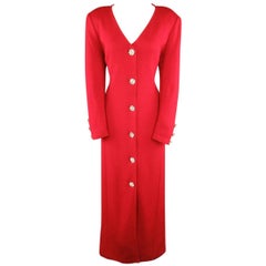 Vintage ST. JOHN Evening Size 10 Red Wool Knit Rhinestone Button Cardigan Coat