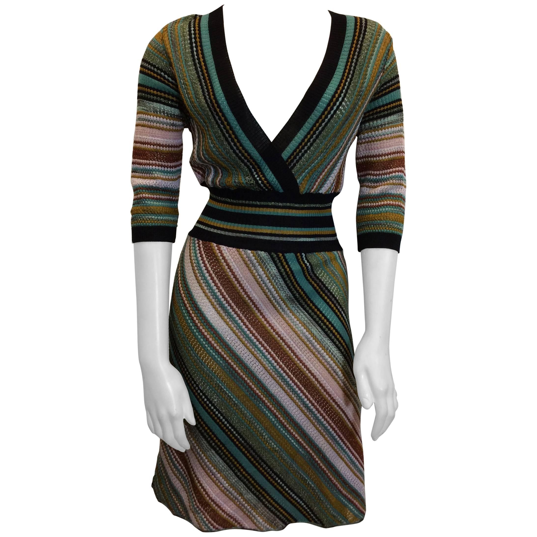 Missoni V Neck Striped Dress For Sale
