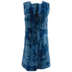 Peter Som Dyed Teal Mink Fur Runway Vest