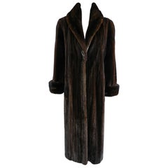 Carolina Herrera New York Dark Brown Mink Long Fur Coat