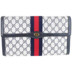 Gucci Vintage Web Supreme GG blau roten Streifen Monogramm großen Abend Clutch Bag