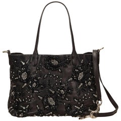 Valentino Black Leather Beaded Tote Bag 11