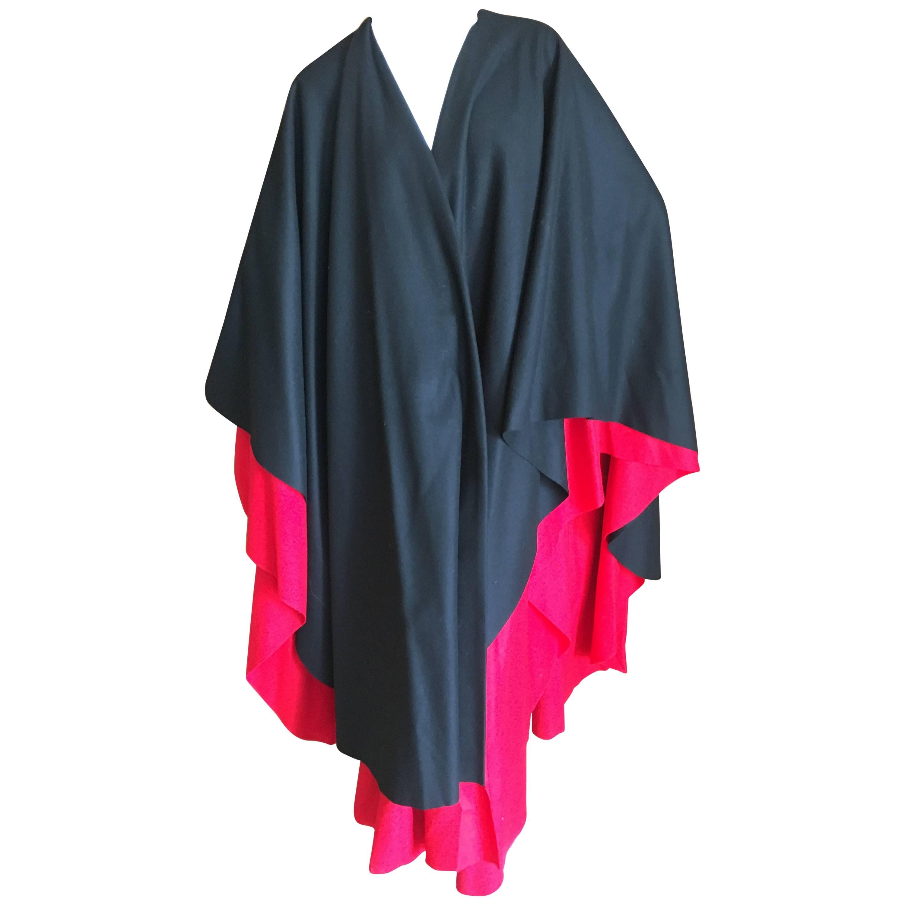 Moschino Couture 1980's Double Layer Black and Red Cape For Sale