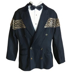Jean Paul Gaultier 1980's Men Faux Leopard and Velvet Trim Jacket 3