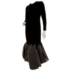 Pierre Cardin Rocket Gown Black Velvet Evening Dress Space Age & Futurism 60s M