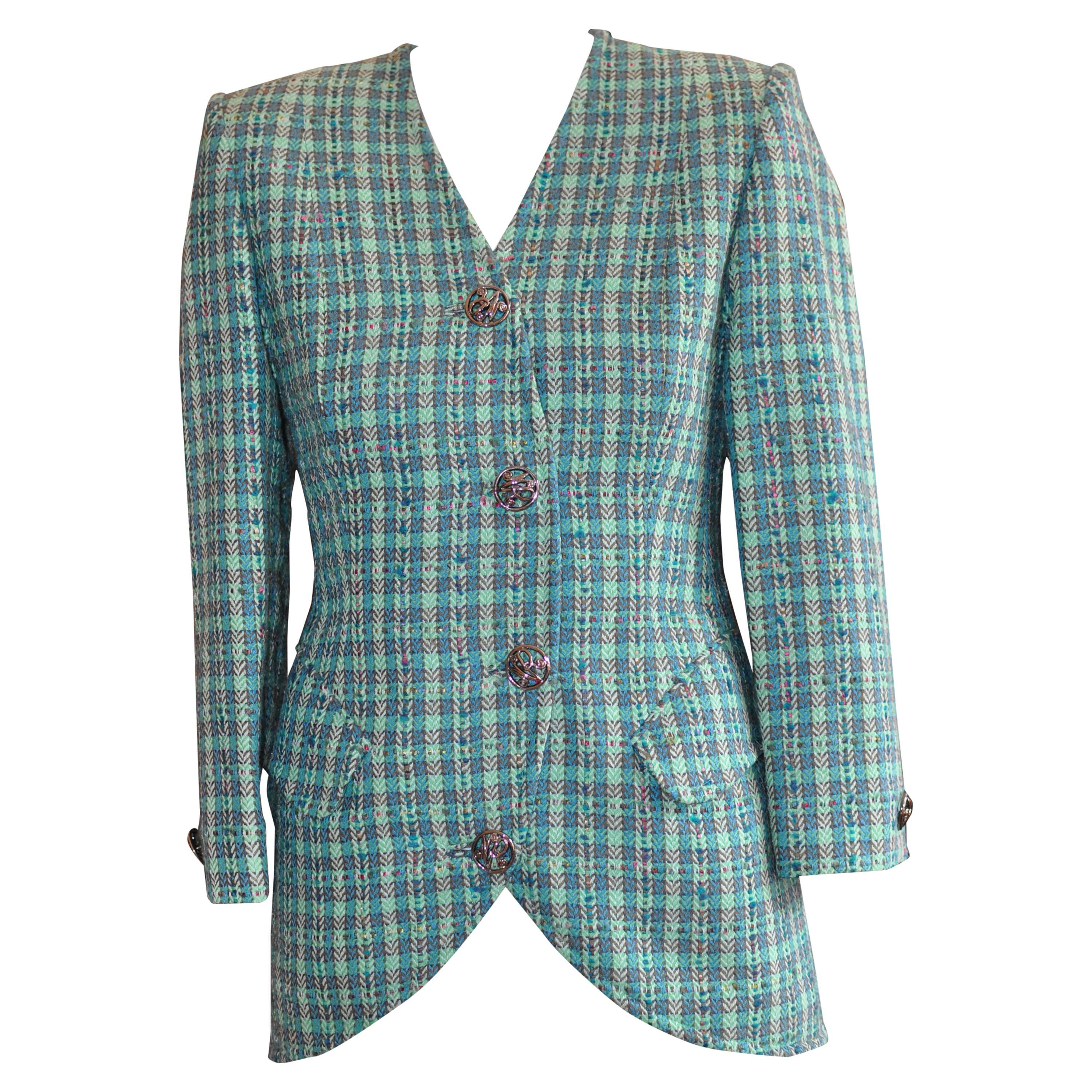 1980s Nina Ricci Silk/Wool Tweed Jacket 36Fr