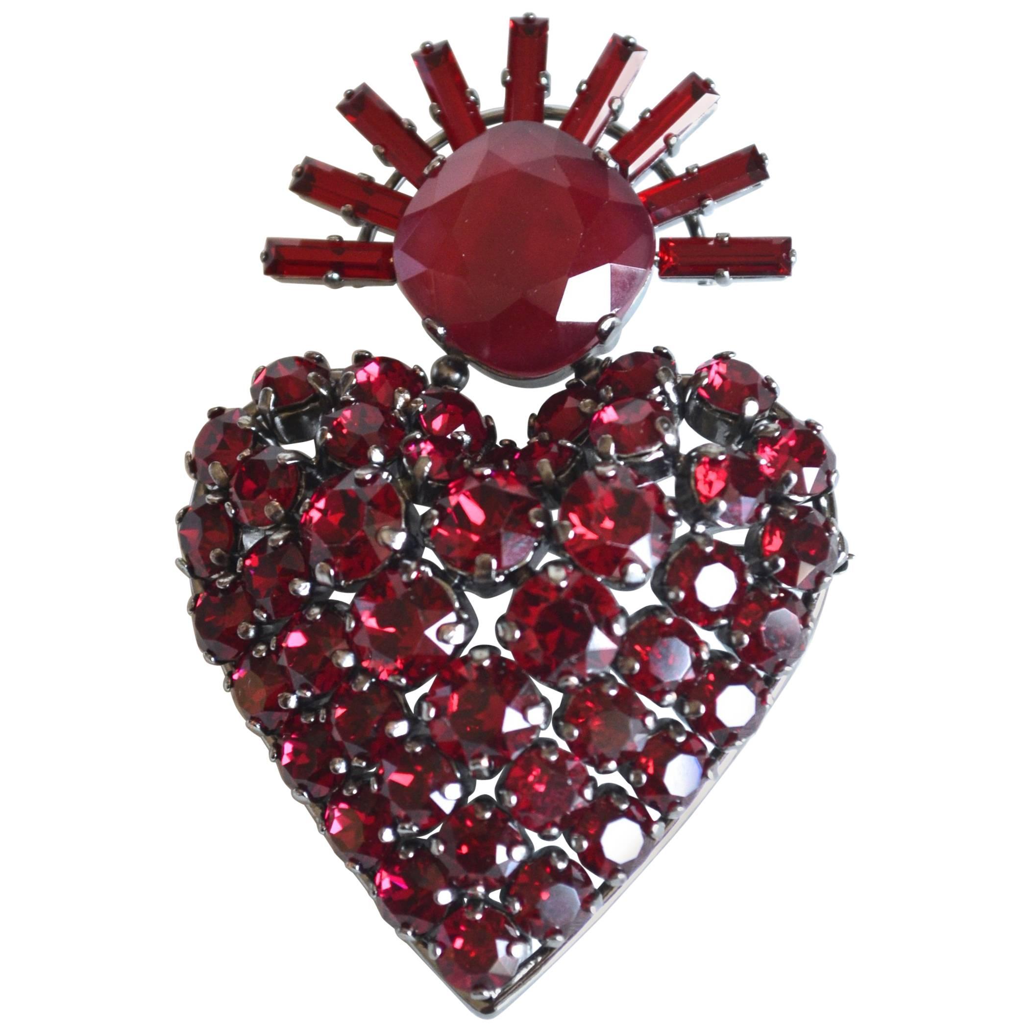 Philippe Ferrandis Royal Heart Swarovski Crystal Brooch 