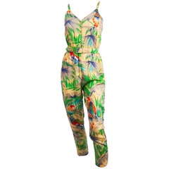 1970s Jungle Print Rayon Jumpsuit 11