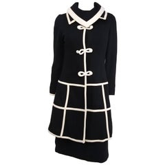 1960s Lilli Ann Black/White Two Piece Knit Dress Set For Sale at 1stDibs