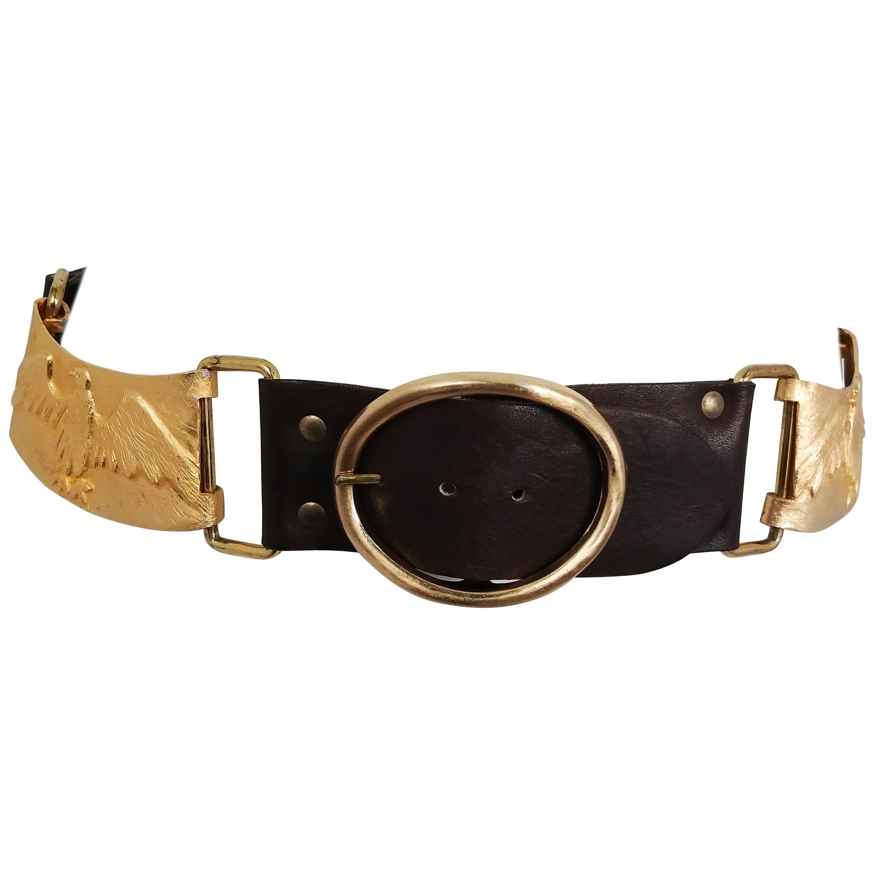 1970s Castlecliff Golden Eagles & Leather Belt For Sale