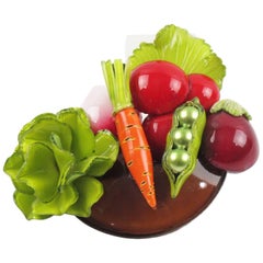 Francoise Montague Paris Pin Brooch Resin Talosel Vegan Vegetables Basket