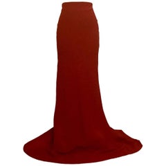 New Alexander McQueen Red Crepe Long Ball Skirt Maxi Skirt Flared Bottom 11
