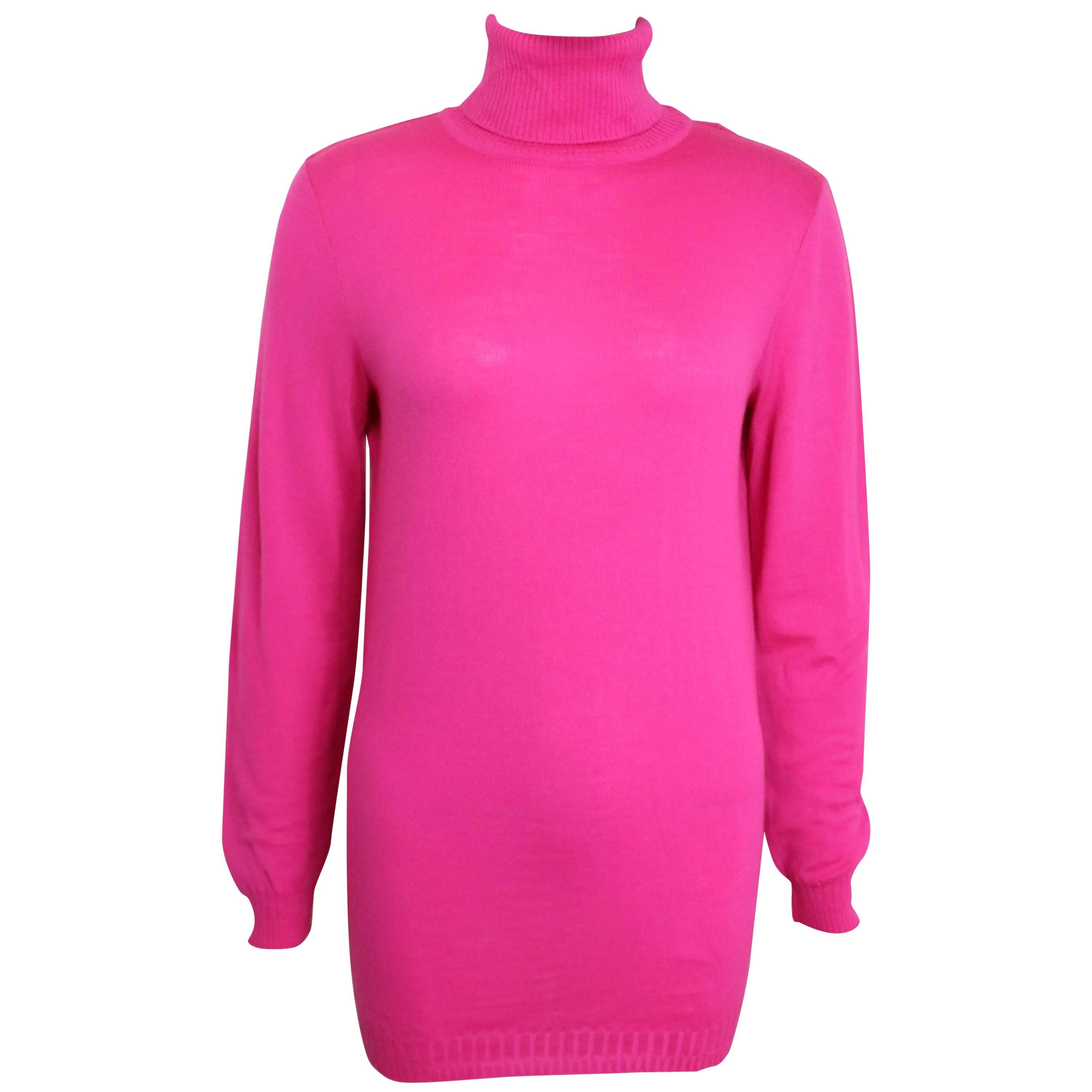 Gianni Versace Couture Pink Wool Turtleneck Top For Sale