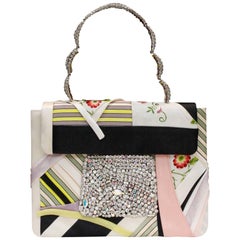 1990s Christian Lacroix evening bag composed of fabric patchwork and rhinestones 1