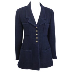 Chanel Dark Navy Boucle Wool Jacket