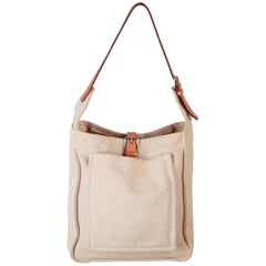 HERMES PARIS Beige Canvas MARWARI PM Shoulder Bag