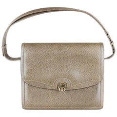 Vintage Gucci 1970s Taupe Brown Leather Shoulder Bag