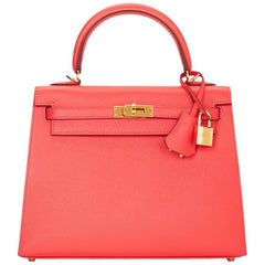 2016 Hermes Rose Jaipur Epsom Leather Kelly 25cm Sellier 