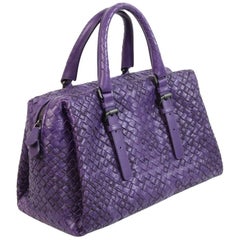 Bottega Veneta Boston leather purple handbag bag 2003s like new made in italy