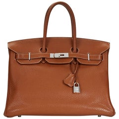 2008 Hermes Gold Clemence Leather Birkin 35cm 12