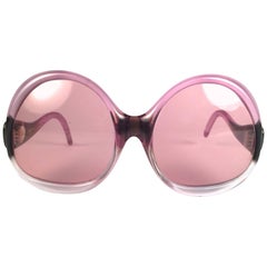 New Retro Balenciaga Clear & Magenta Sunglasses 1970's 