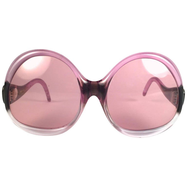 New Vintage Balenciaga Clear and Magenta Sunglasses 1970's at 1stDibs