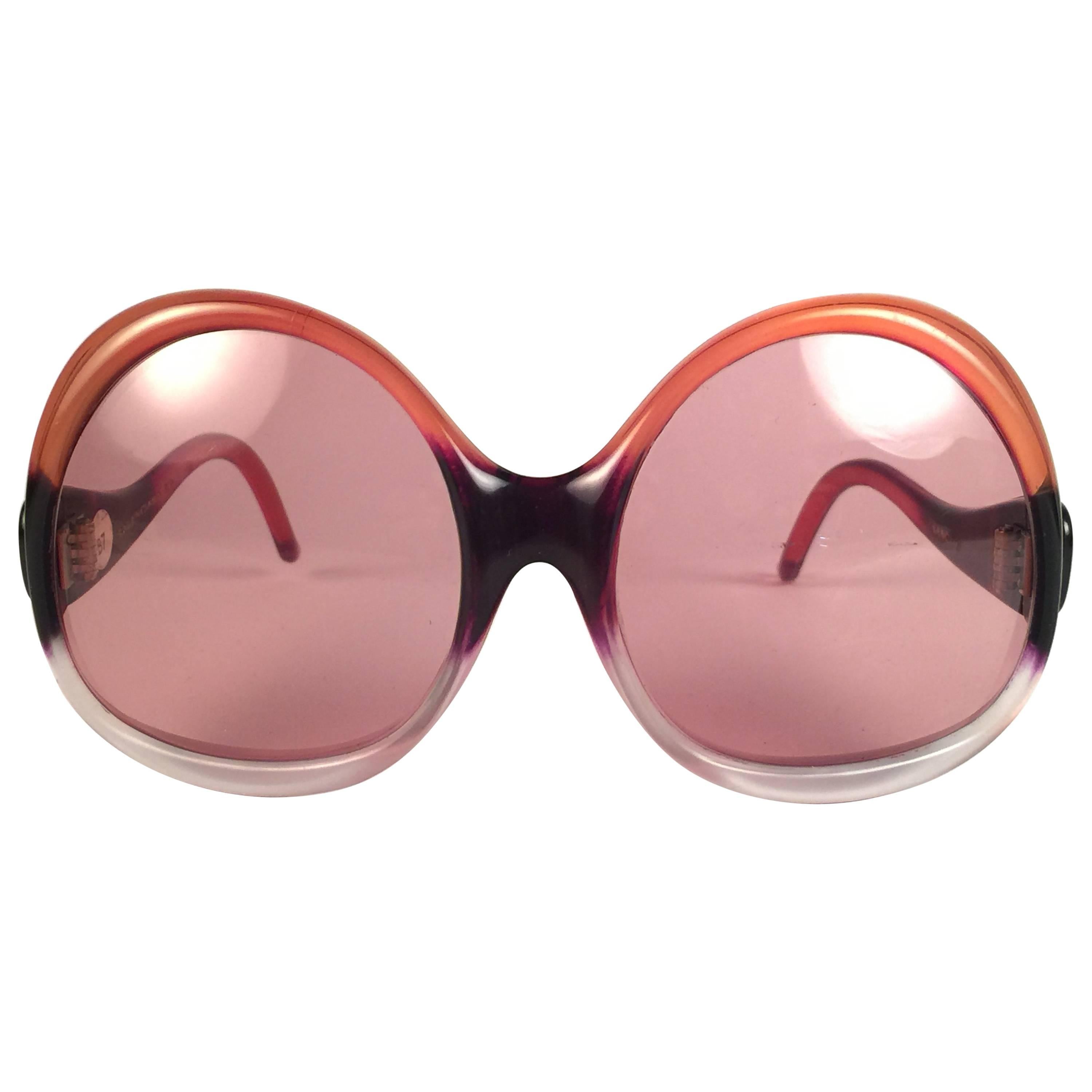 New Vintage Balenciaga Clear & Orange Ombre Sunglasses 1970's 