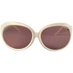 New Vintage Balenciaga White Oversized 1970's Sunglasses