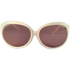 New Vintage Balenciaga White Oversized 1970's Sunglasses 8