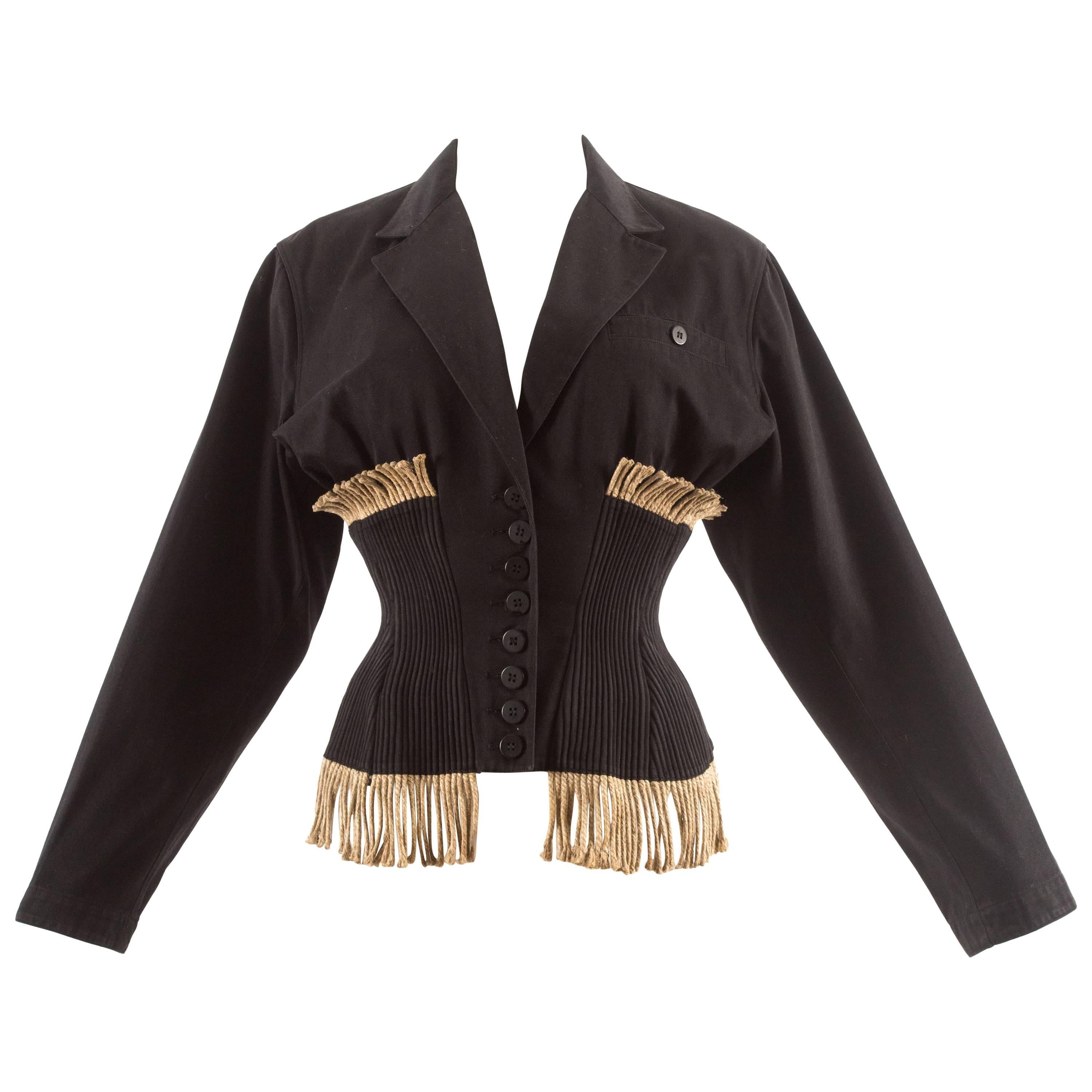 Alaia Spring-Summer 1988 corset-jacket with rope fringe 